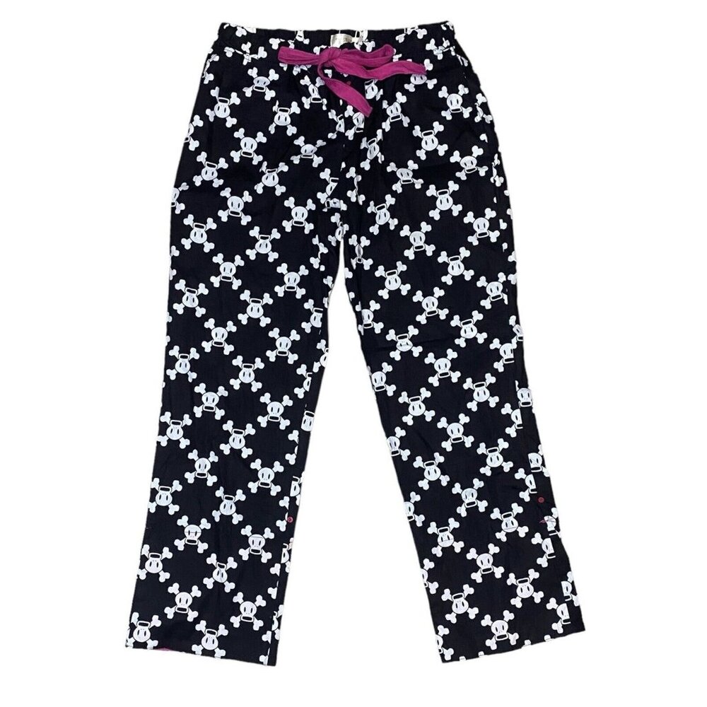 Y2K Paul Frank Pajama Pants - Skurvy Skull & Crossbones Monkey - Women's L - NWO